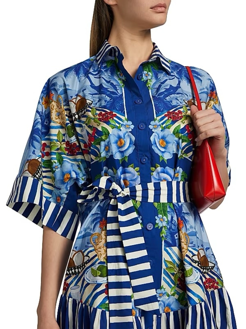 FARM Rio Fresh Table Scarf Cotton Shirtdress Size L - Picture 3 of 9
